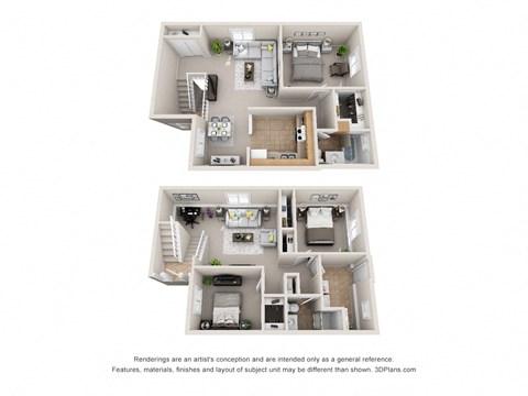 Floor plan for 3 beds, 2 baths, 1760 sqft